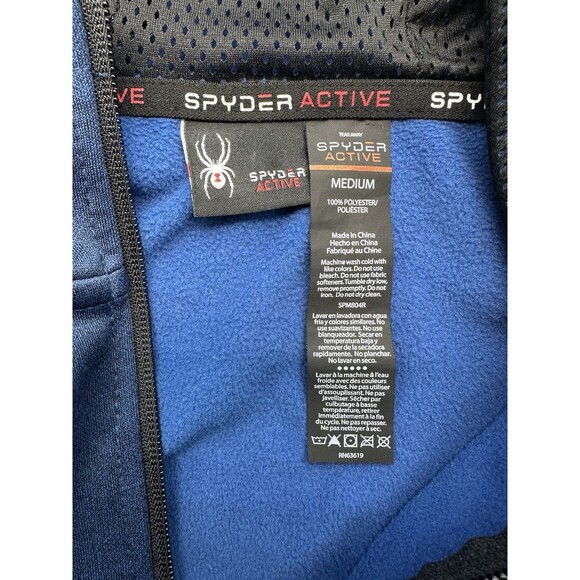 Spyder Active Hooded Sweatshirt Men's Medium Blue ProWeb Drawstring Breathable - Picture 4 of 8